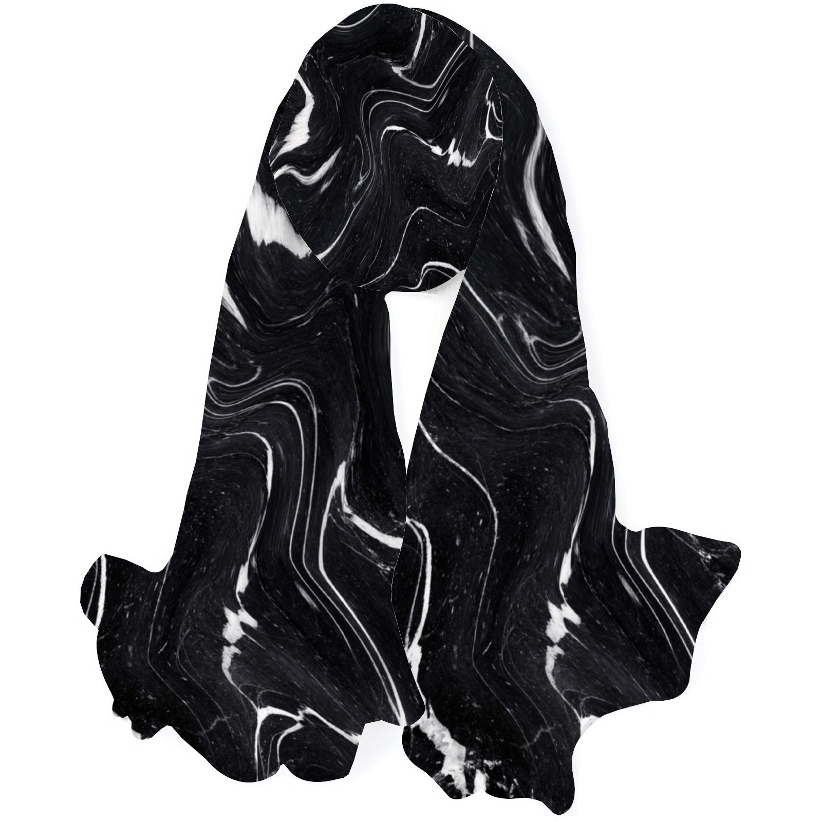 FREEAMG Black Marble Silk Long Scarf for Women Large Oblong Sunscreen Shawls Wraps Neck Headscarf Hair Wraps Gift Packed