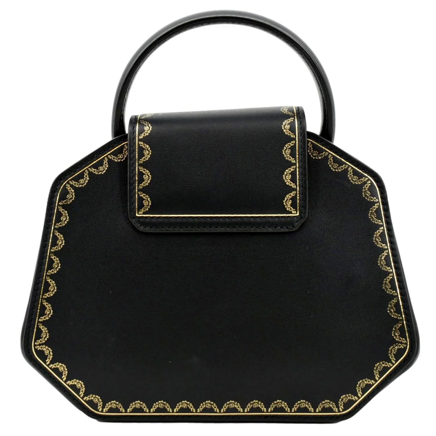 Pre-owned CARTIER Guirlande Mini Calfskin Leather Top Handle Satchel Bag Black