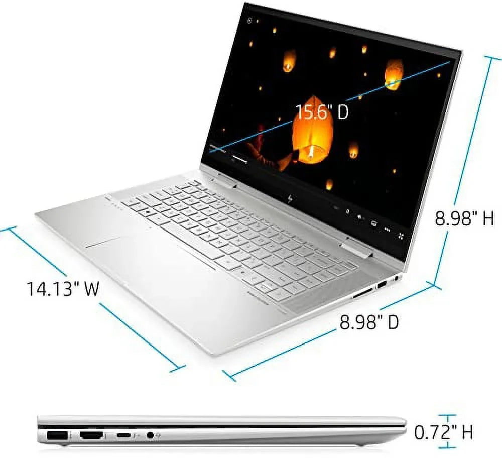 HP 2022 Envy X360 15.6" FHD IPS Touchscreen 2-in-1 Laptop 12th i7-1260P 12- Iris Xe Graphics 16GB DDR4 1TB SSD Thunderbolt 4 WiFi 6 Backlit KB FP Reader Win 11 Home w/ RATZK 32GB USB