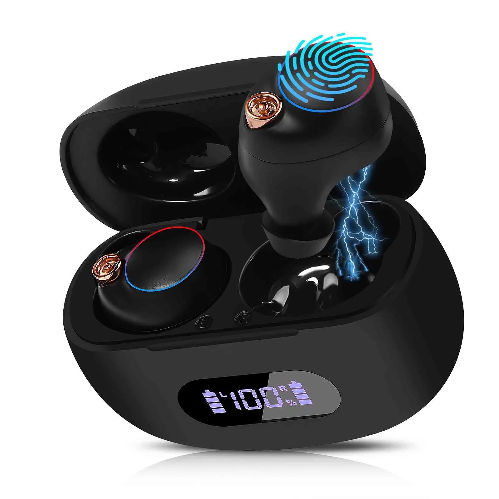 UrbanX True Wireless Bluetooth Earbuds + Charging Case, Black, Dual Connect, IPX5 Water Resistance, Bluetooth 5.2 Connection, Balanced, Bass Boost Matching with Lenovo Tab3 8 Plus