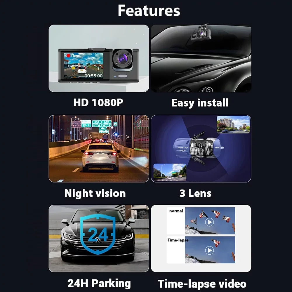 Nebublu Dash Cam with Multi-Language Recording, Auto Safety Driving Recorder for Clear Car Rearview Mirror