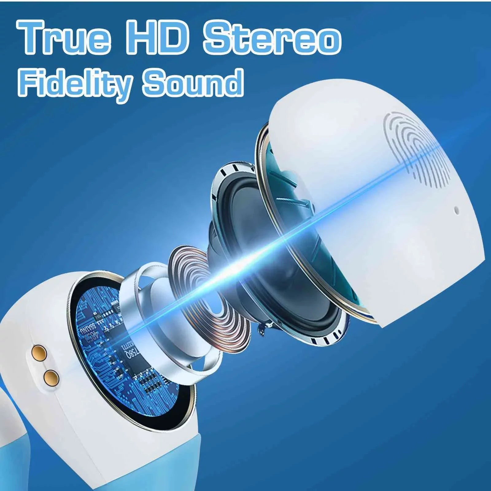 UrbanX QC3 True Wireless Earbuds Bluetooth Headphones Touch Control with Charging Case Stereo Earphones in-Ear Built-in Mic Headset Premium Deep Bass for ZTE Axon 30 Pro 5G - White