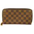 Pre-Owned LOUIS VUITTON Long Wallet Zippy Logo Brown New Round Zipper Checkered Pattern Vuitton Damier Ebene N41661 Men's Women's (Good)