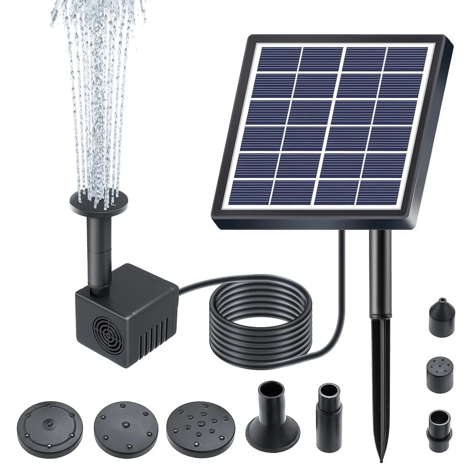 Arealer Fountain,Stakes Solar Powered 8 Nozzles 9.84ft 160l/hRate Pond/pool/fish Solar Powered Pond Water Pump Water Pipe And Nozzles 9.84ft Water And Stakes Solar Powered Pond PumpHuiop