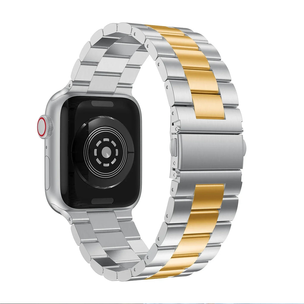 Odash VL-SS002GLD-45 42-44-45-49 mm Stainless Steel Two Tone Band for Apple Watch, Gold & Silver