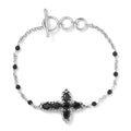 Shop LC Black Spinel Oval Platinum Plated Cross Bracelet for Women Jewelry Ct 4.79 Mothers Day Gifts for Mom