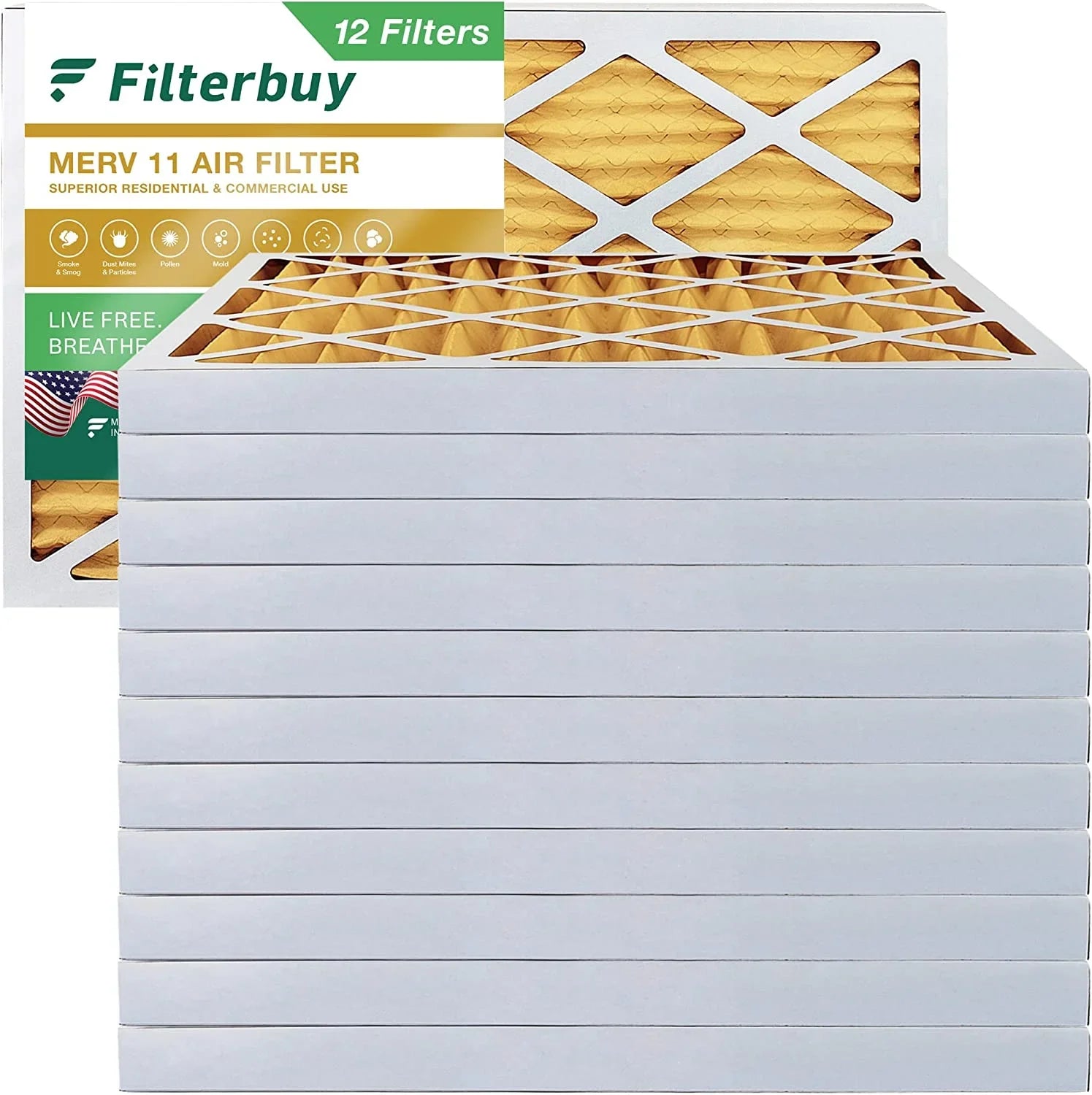 Filterbuy 20x32x2 MERV 11 Pleated HVAC AC Furnace Air Filters (12-Pack)