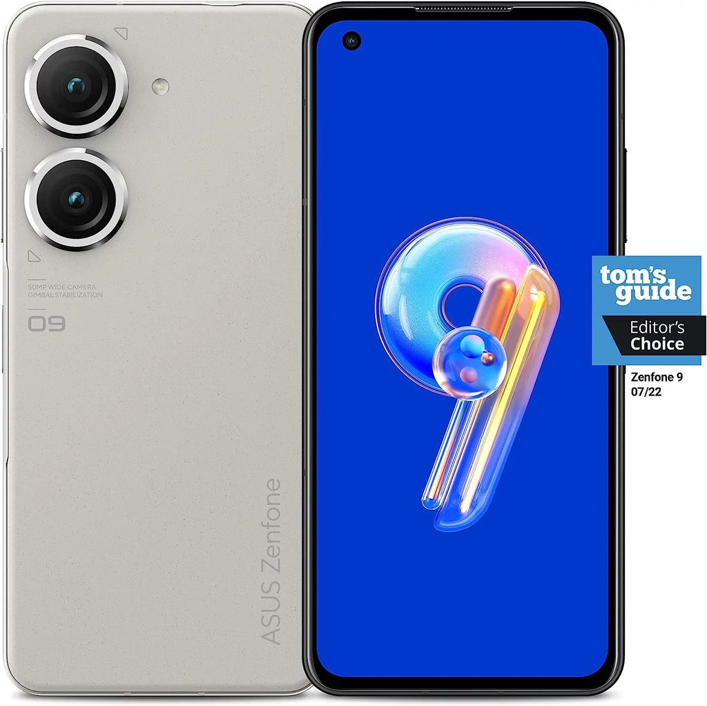 ASUS ZenFone 9, 5.9” FHD+ 2400x1080 AMOLED 120Hz, 50MP/12MP Dual Camera, 8GB, 256GB, 5G LTE Unlocked Dual SIM, White, US Version, AI2202-8G256G-WH