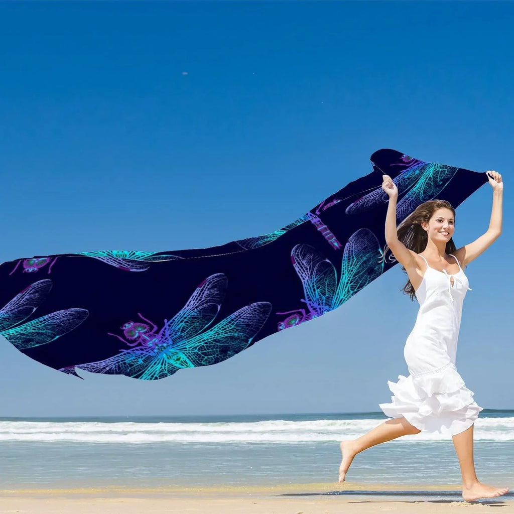 Hyjoy Dragonfly Long Silk Neck Scarf Lightweight Shawl Wrap Scarves for Women Girls