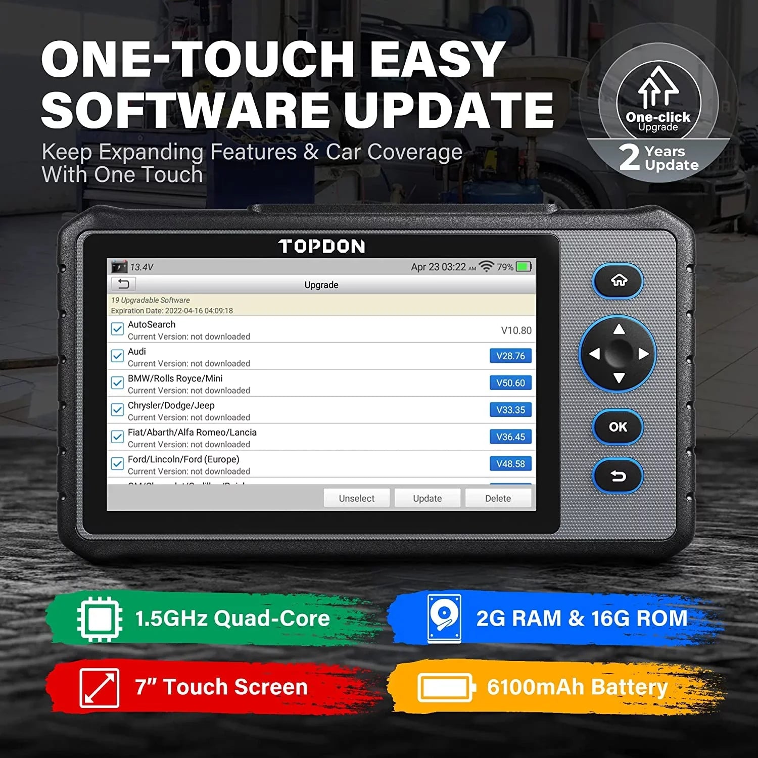 OBD2 Scanner, TOPDON AD800 Car Diagnostic Scan Tool All System Scan 28+ Reset Service, Oil Reset, ABS Bleed, Injector Coding, 2 Years Free Update