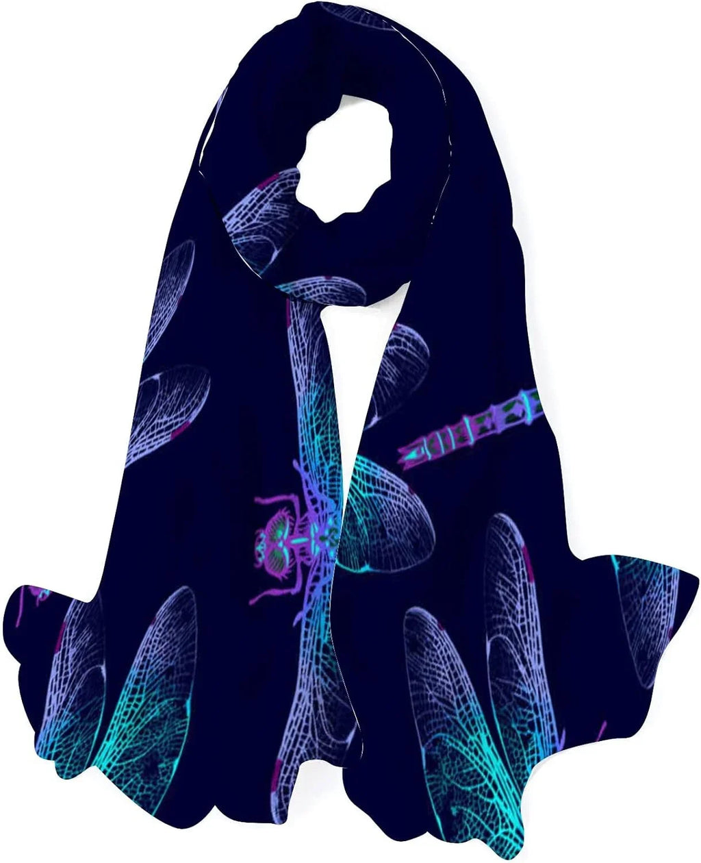 Hyjoy Dragonfly Long Silk Neck Scarf Lightweight Shawl Wrap Scarves for Women Girls
