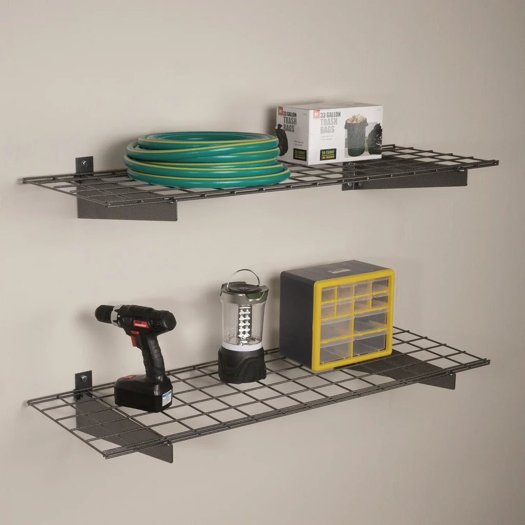 HyLoft 45 in. x 15 in. Steel Wire Garage Wall Shelf Storage System in Hammertone - 2 pack