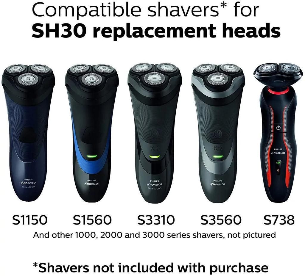 Philips Norelco SH30/52 Shaver series 3000 Shaving Heads Suitable with Philips Norelco Series 1000, 2000, 3000 Shavers and S738 Click & Style, Lift & Cut
