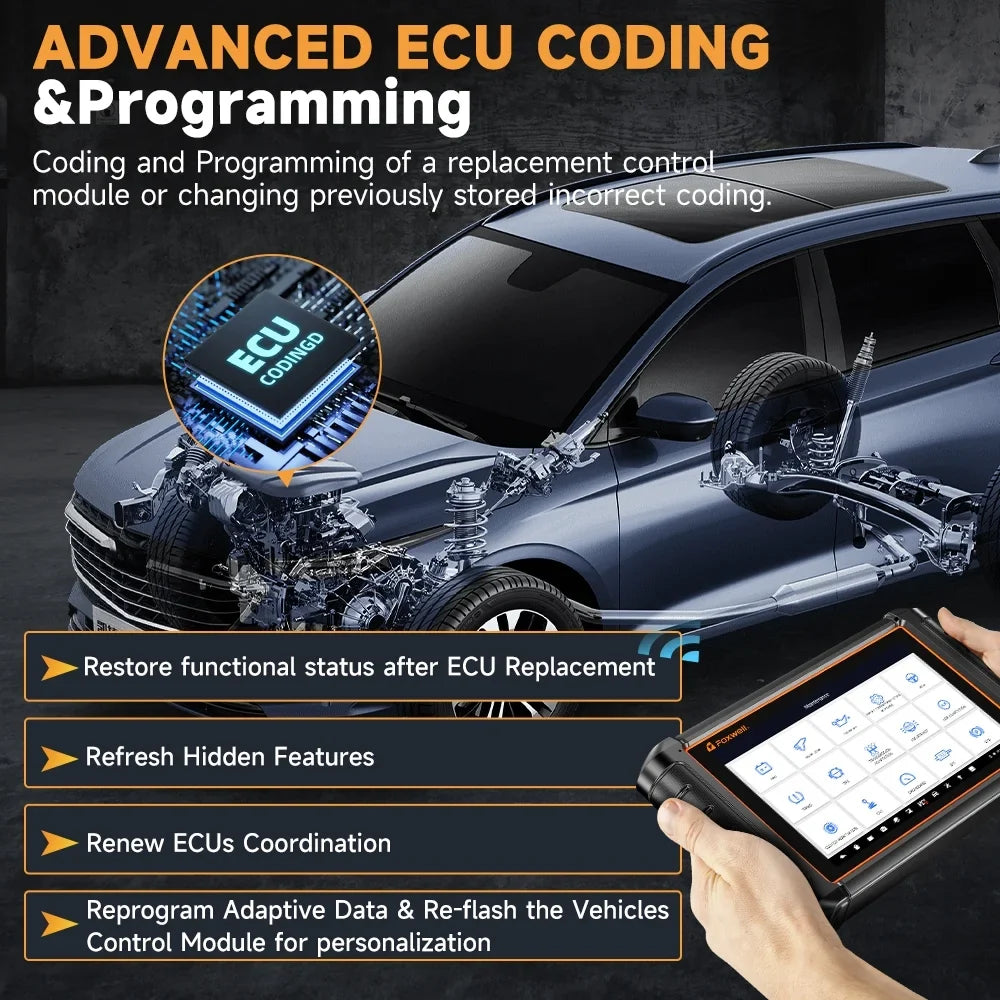 FOXWELL Scanner NT909 Bidirectional Control OBD2 Scanner Code Reader ECU Coding Key TPMS Programmer Diagnostic Scan Tool