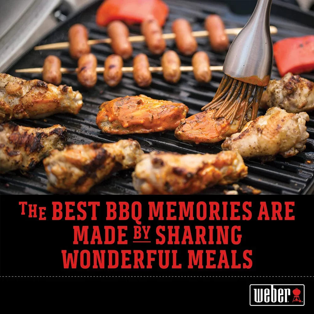 Weber 7646 Cast Iron Cooking Grates for Weber Q 300/3000 Series Grills Bundle with Generic Aluminum Drip Pans Set of 3 and Grill Wrap Barbecue Waterproof Outdoor Protection