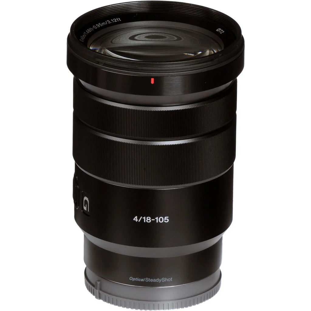 Sony E PZ 18-105mm f/4 G OSS Lens with Essential Accessory Bundle - Includes: Water Durable Lens Pouch, SanDisk 32GB Memory Card, 3 Piece Multicoated HD Filters with Case (UV,CPL, FLD), Variable Neu