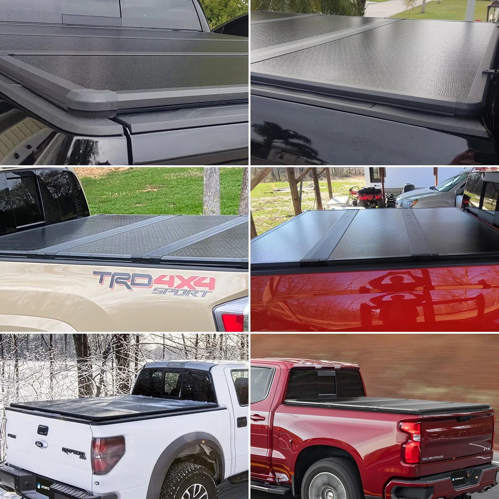 Kikito Professional FRP Hard Tri-Fold Truck Bed Tonneau Coating for 2003-2024 Ram 1500 2500 3500 6.4ft (74.6in) Bed Without | Rambox & Deckrail System |