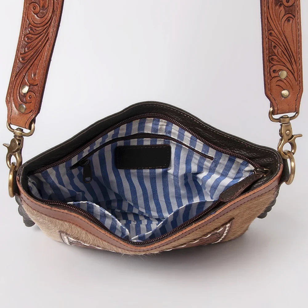 KB OHLAY KBK105 HOBO Hand Tooled Hair-on Genuine Leather women bag western handbag purse