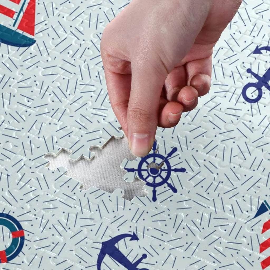 Wellsay Nautical Vessel Anchor Steering Wheel and Lifebuoy Marine Sea Theme Decoration Jigsaw Puzzles 1000 Pieces Puzzle for Adults Kids DIY Gift