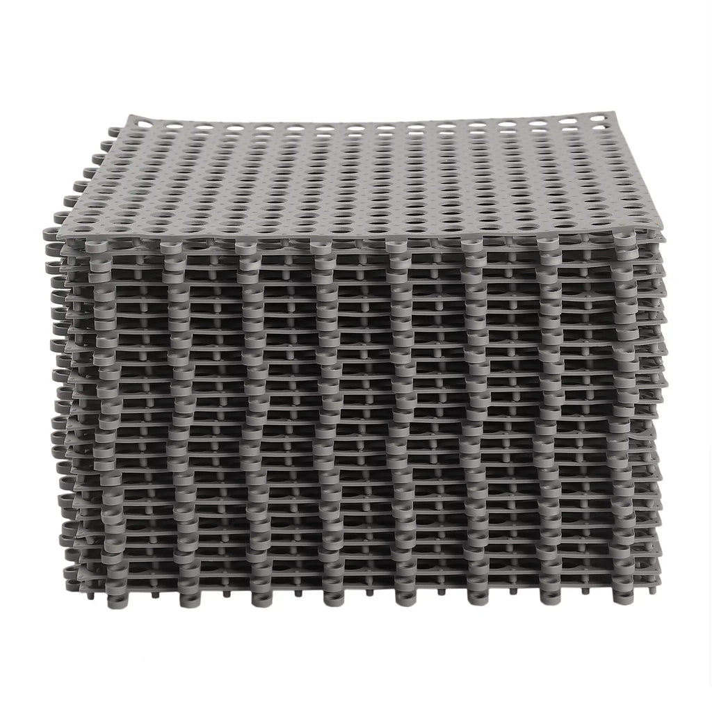 24PCs 11.8*11.8" Interlocking Nonslip Bath Mat,Soft Gray PVC Shower Floor Mat with Drainage Holes for Bathroom, Kitchen, Pool