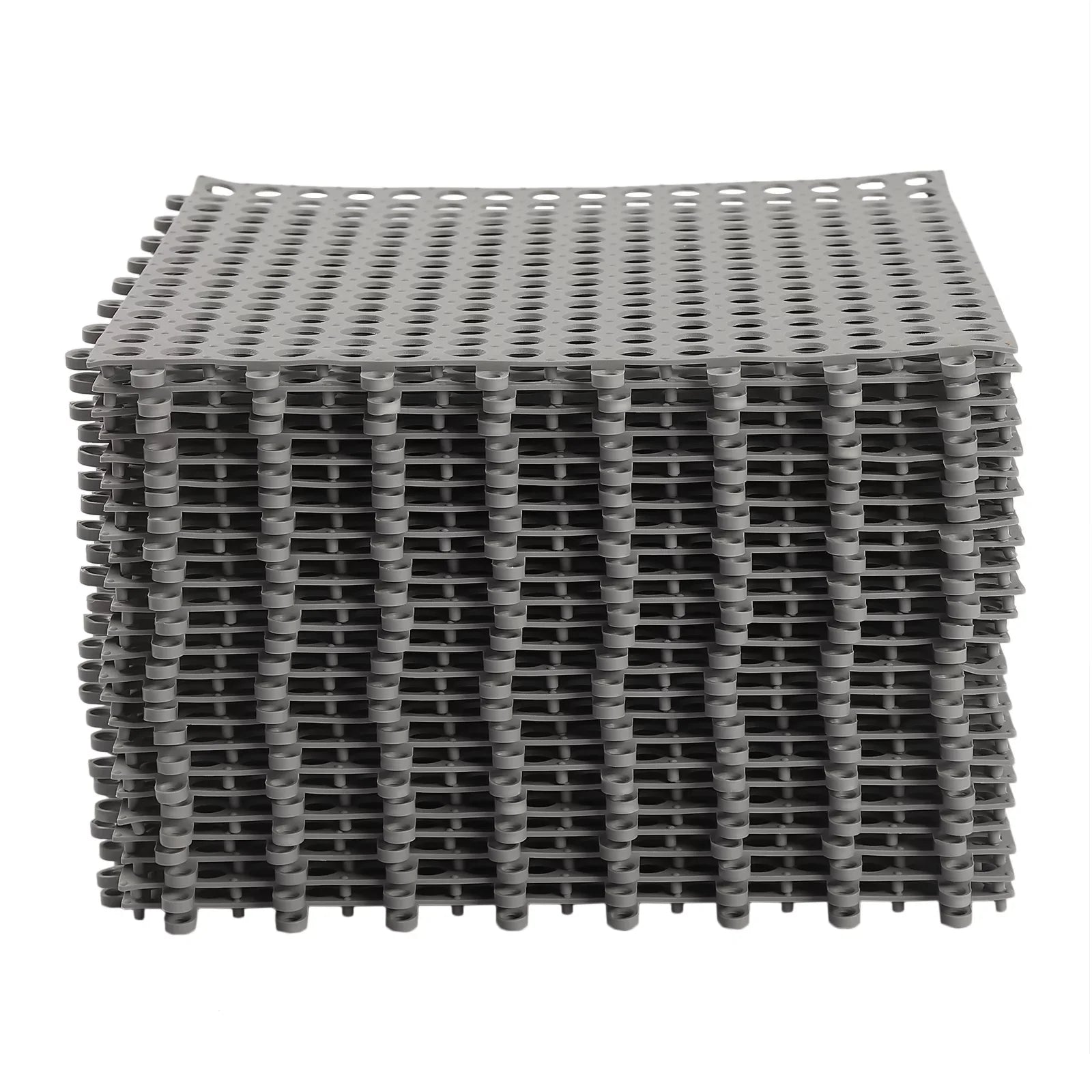 24PCs 11.8*11.8" Interlocking Nonslip Bath Mat,Soft Gray PVC Shower Floor Mat with Drainage Holes for Bathroom, Kitchen, Pool