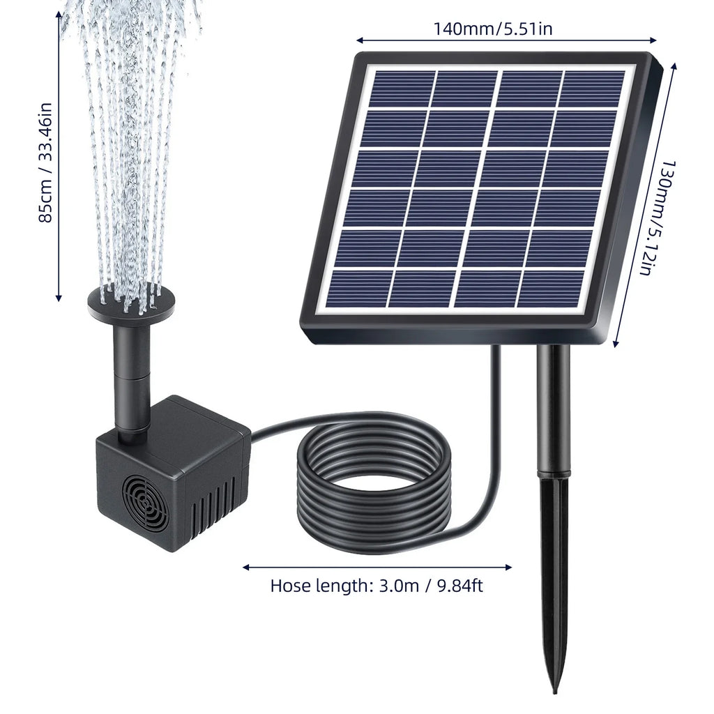 Arealer Fountain,Stakes Solar Powered 8 Nozzles 9.84ft 160l/hRate Pond/pool/fish Solar Powered Pond Water Pump Water Pipe And Nozzles 9.84ft Water And Stakes Solar Powered Pond PumpHuiop