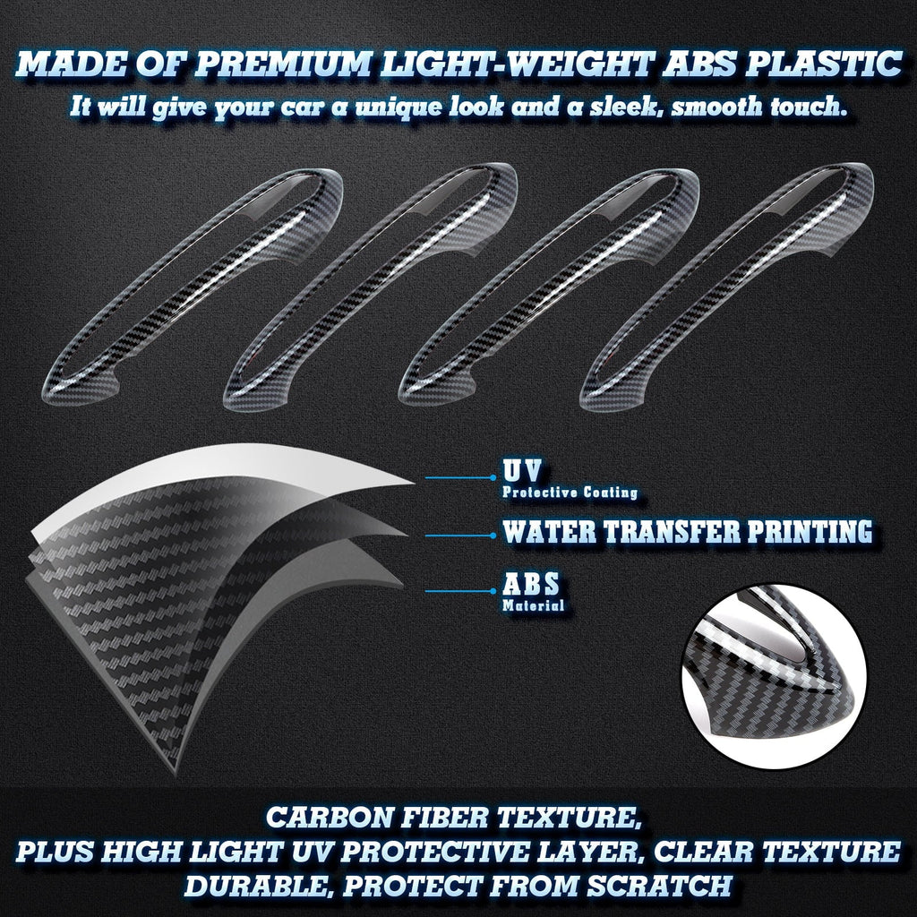 Xotic Tech 1 Set (4 pieces) Exterior Door Handle Surround Coating trims, Carbon Fiber Style, Matching with BMW 5 Series G30 2018-up
