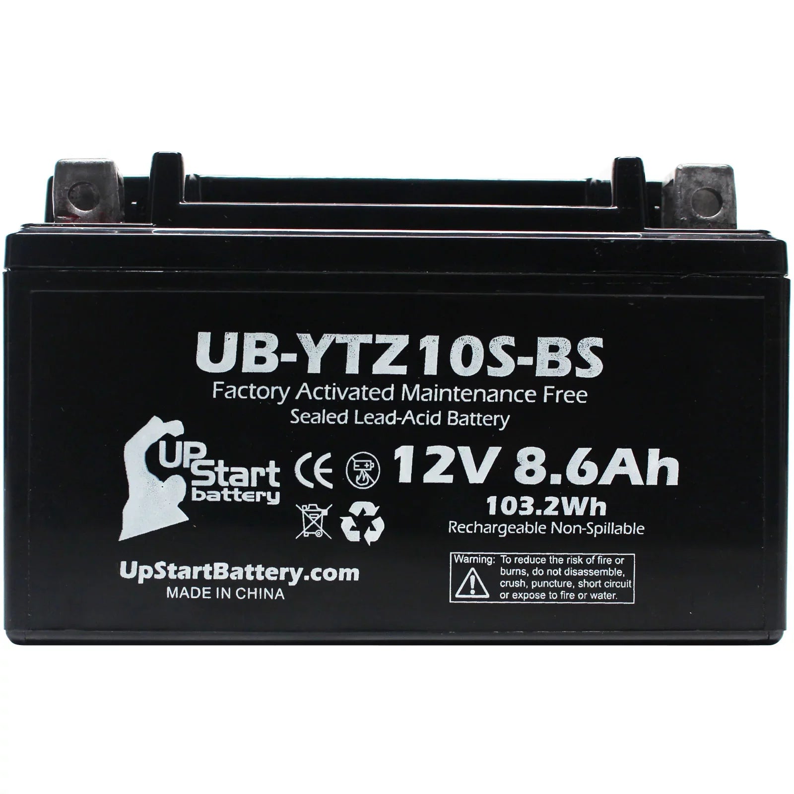 2-Pack UpStart Battery Replacement 2011 Yamaha YZF-R6 (excl. R6S) 600CC Factory Activated, Maintenance Free, Motorcycle Battery - 12V, 8.6Ah, UB-YTZ10S-BS