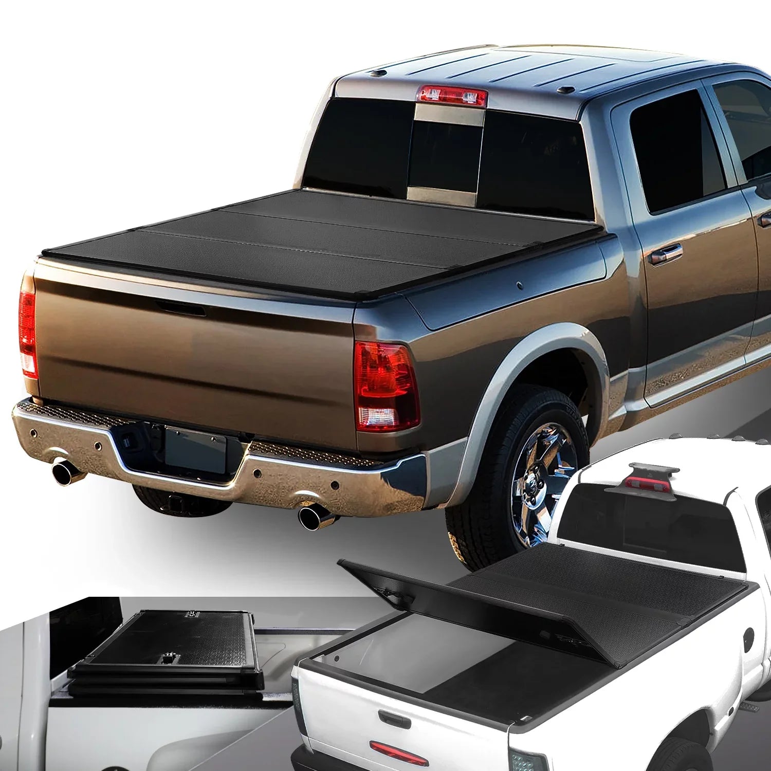 DNA Motoring TTC-HARD-028 For 2009 to 2022 Ram Truck 1500 / 3500 Fleetside 6.5Ft Short Bed Hard Solid Tri -Fold Tonneau Protection