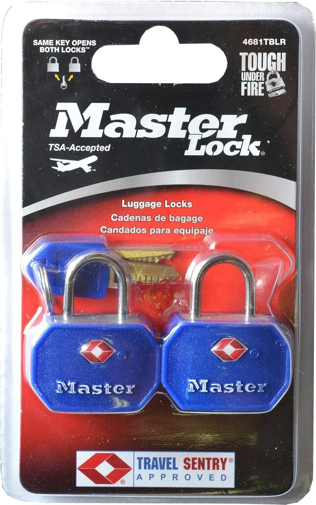 Keyed TSA-Accepted Luggage Lock, 1-1/4 In. Wide, Assorted Colors, 4681TBLR (Pack Of 2)