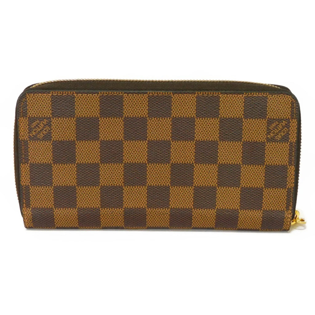 Pre-Owned LOUIS VUITTON Long Wallet Zippy Logo Brown New Round Zipper Checkered Pattern Vuitton Damier Ebene N41661 Men's Women's (Good)
