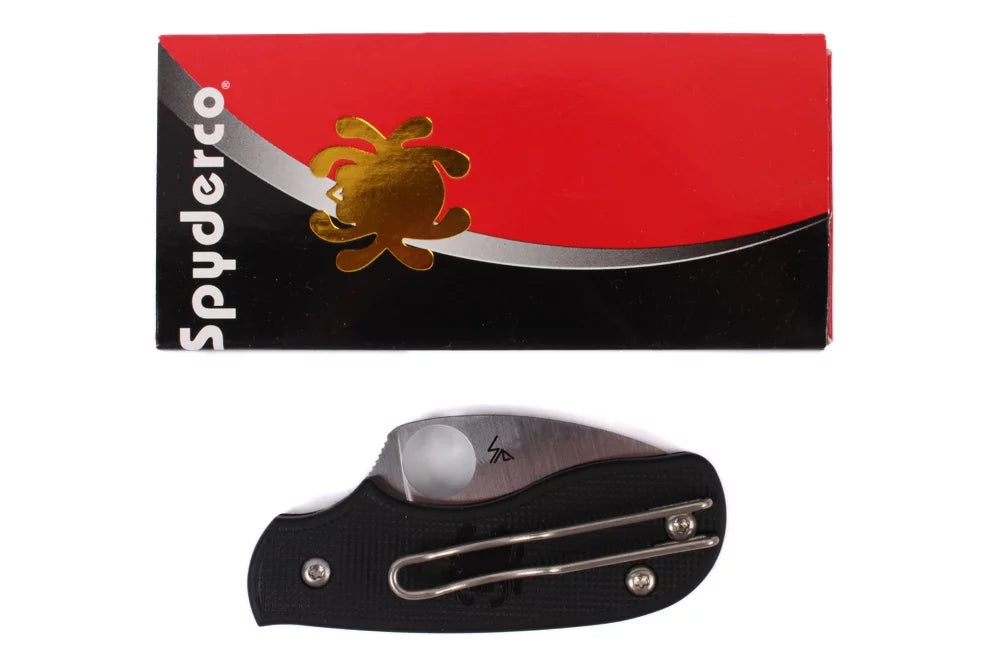 SPYDERCO SQUEAK FOLDER 2" N690CO SS CLIP POINT PLAIN BLADE FRN BLACK