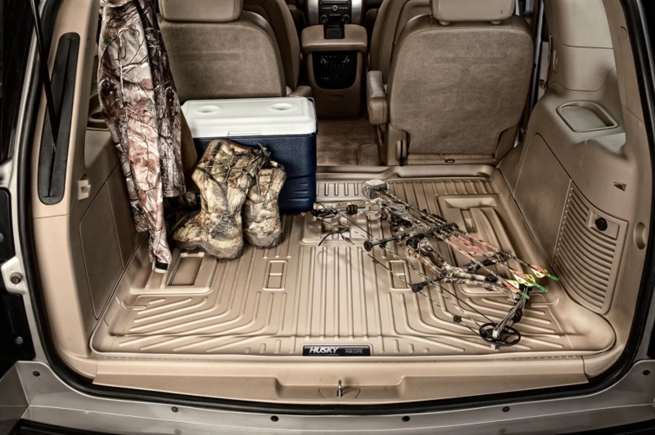 Husky by RealTruck Climate Series Cargo Liner Black Suitable with 12-19 Toyota Highlander; Suitable with to back of 2nd row Seats over foldered 3rd row Seats