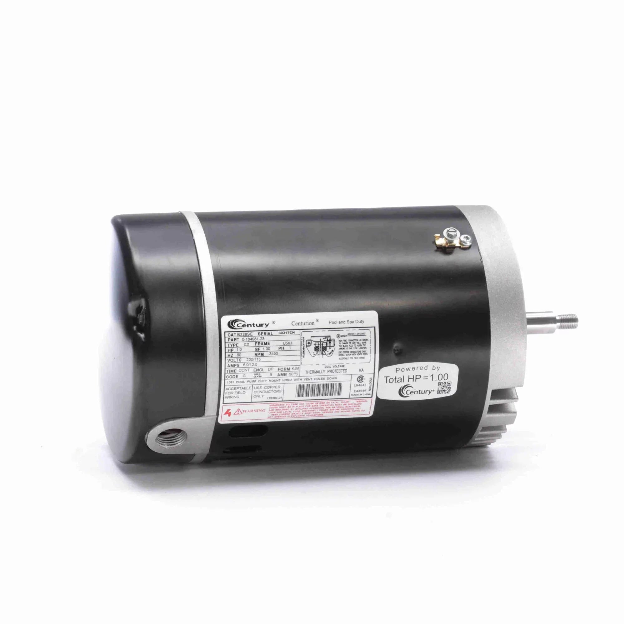 The Pool Supply Shop 1 HP C Face Threaded Shaft Horizontal Pool Pump Motor, 1 SF