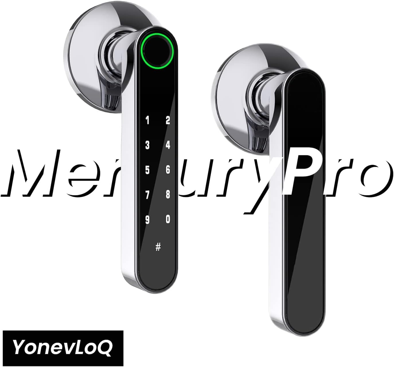 Smart Door Handle by GOURE, Fingerprint Door Lock with Keypads Password, Tuya App and Backup Keys, Easy to Install Optimal Suited for Office, Airbnb, Home [2024 New Upgrade]