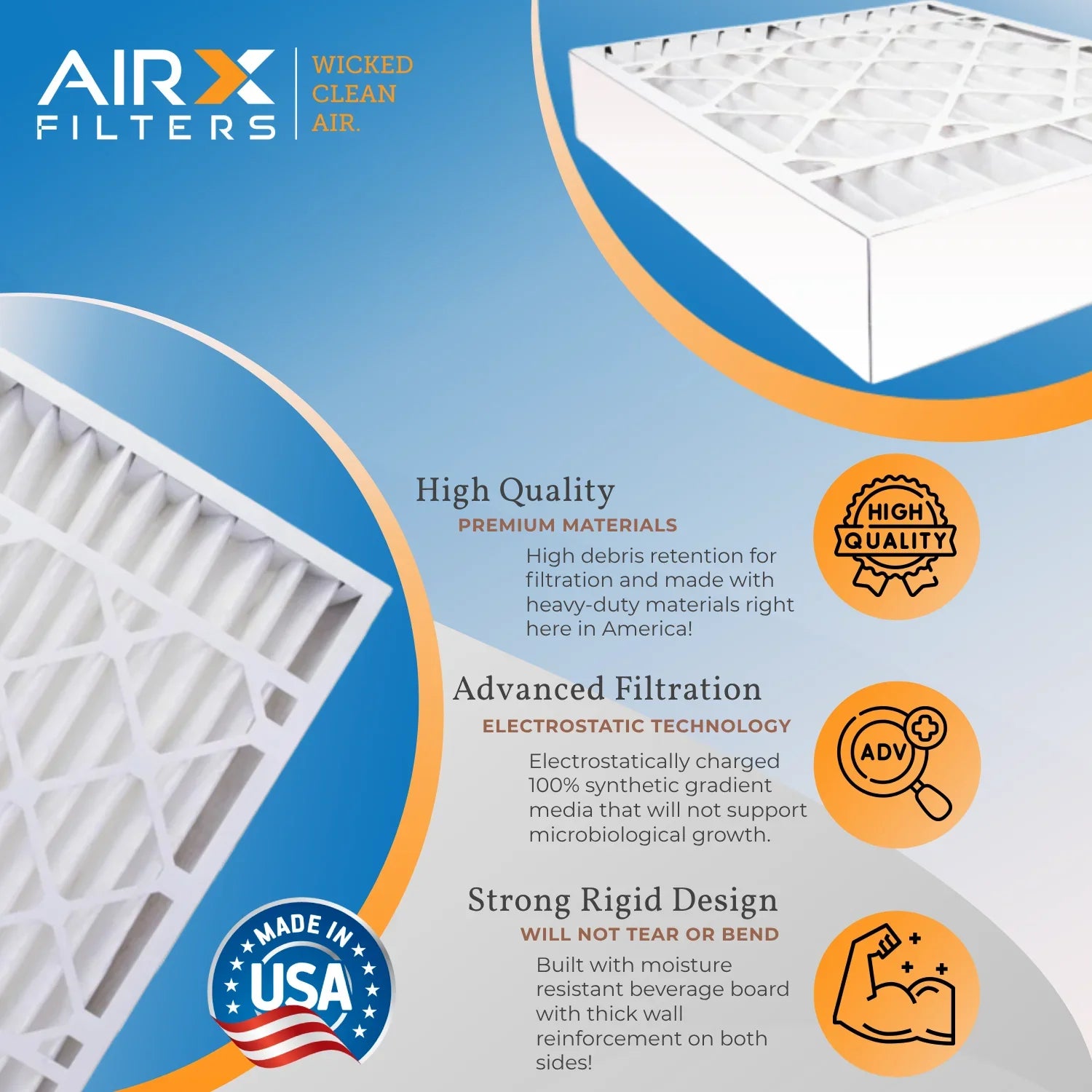 20x25x5 Air Filter MERV 13 Comparable to MPR 1500 - 2200 & FPR 9 Fitting with Honeywell FC100A1037 Premium USA Made 20x25x5 Furnace Filter 1 Single Filter by AIRX FILTERS WICKED CLEAN AIR.
