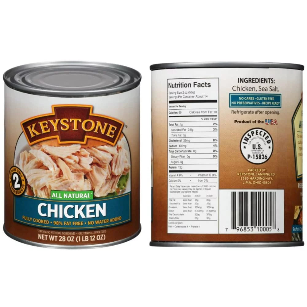 (6 Cans - 2 of Each) Keystone All Natural Beef, Chicken and Pork 28oz Cans Combo Emergency Survival Ready to eat Long Shelf Life Camping Food