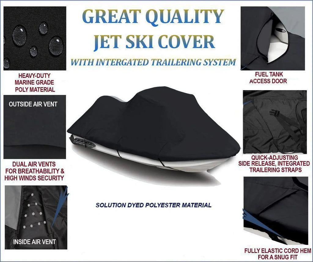 BLACK 600 DENIER JetSki Shield Suitable for Jet Ski PWC Coating Suitable for Yamaha Wave Runner GP 800R 2001 2002 2003 2004 2005 2 Seater