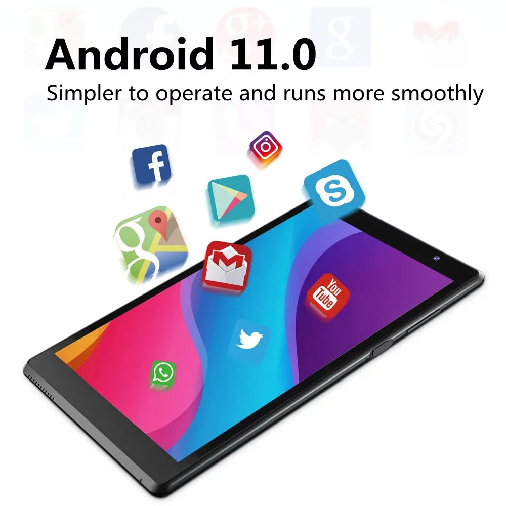 Tablet, 8 inch Android 11 Tablets RAM2GB+ROM32GB Quad Tablet, IPS Screen, 8.0 MP Camera, Wi-Fi, Bluetooth, GPS, FM Tablet PC Black