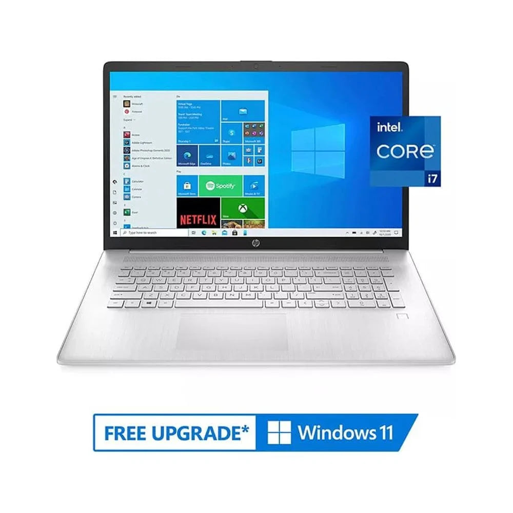 HP 2021 17.3" FHD IPS Laptop Computer, 11th Generation i7-1165G7, 16GB RAM, 512GB PCIe SSD, Backlit Keyboard, Iris Xe Graphics, HD Webcam, HD Audio, Windows OS, Silver, 32GB USB Card