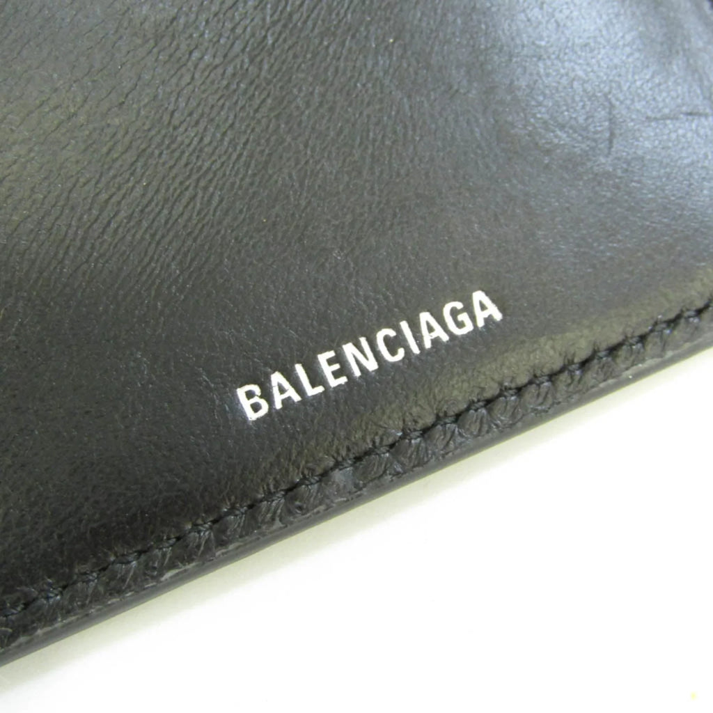 Pre-Owned Balenciaga Cache Mini 593813 Men,Women Leather Wallet (tri-fold) Black (Good)