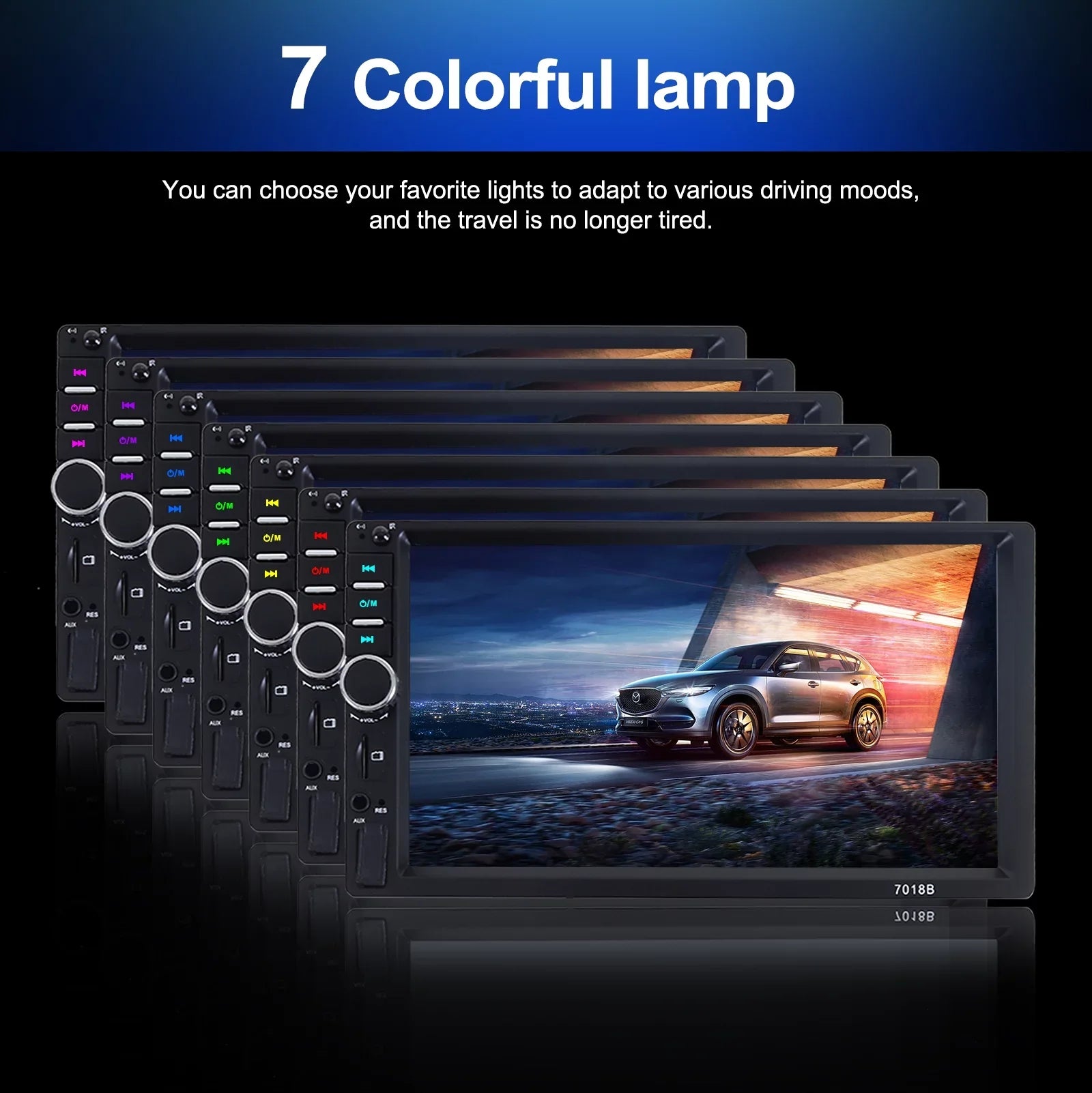 Double 2 Din Car Stereo Radio MP5 Player, 7 Inch HD Touch Screen Bluetooth Car Video Player 1080P with Backup Reversing Camera
