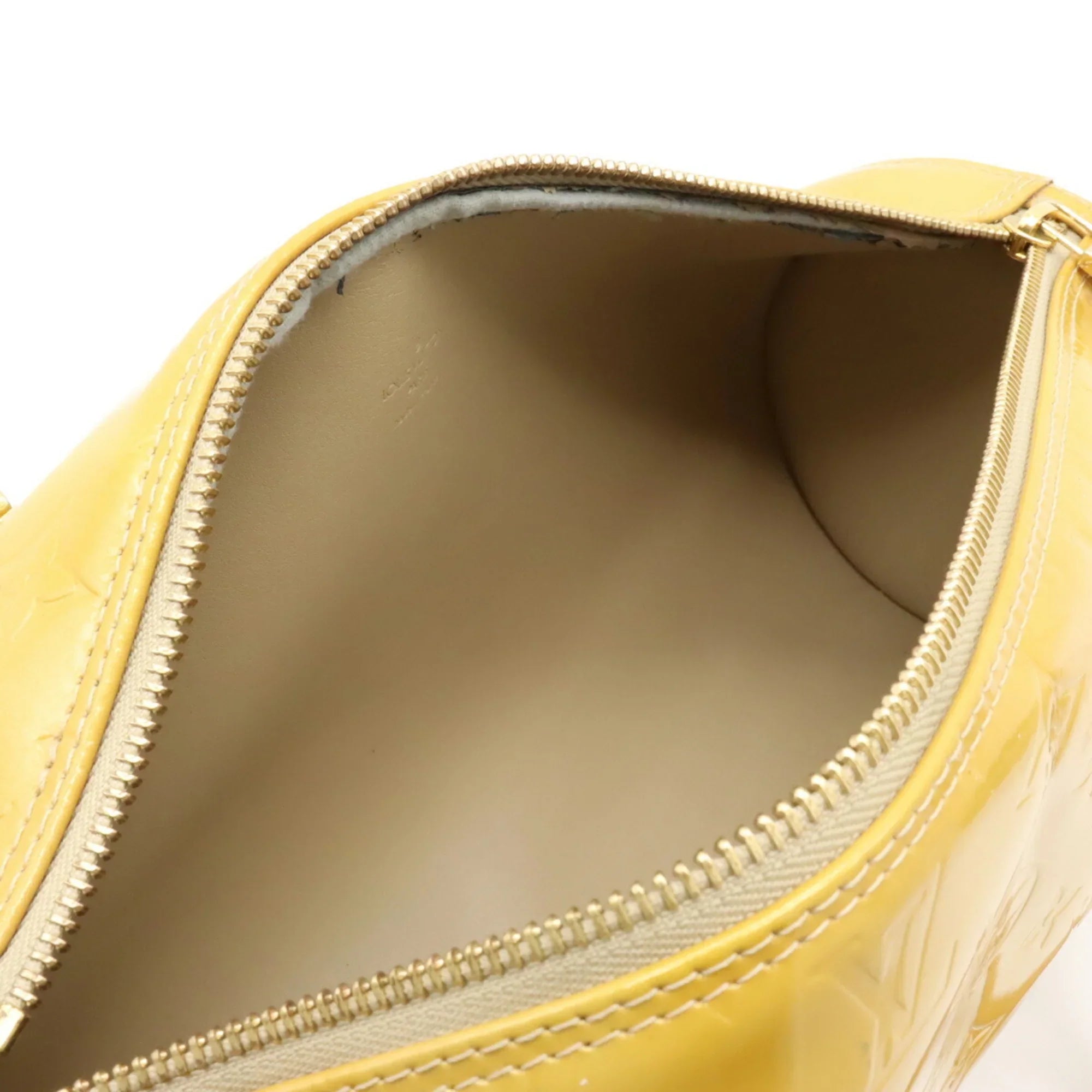 Pre-Owned LOUIS VUITTON Monogram Vernis Bedford Handbag Enamel Leather Beige Yellow M91006 (Fair)