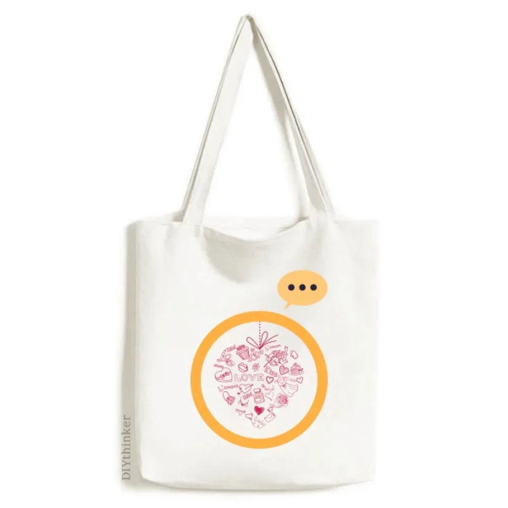 Valentine's Day Red Heart Shaped Angel Expression Sack Canvas Tote Shoulder Bag