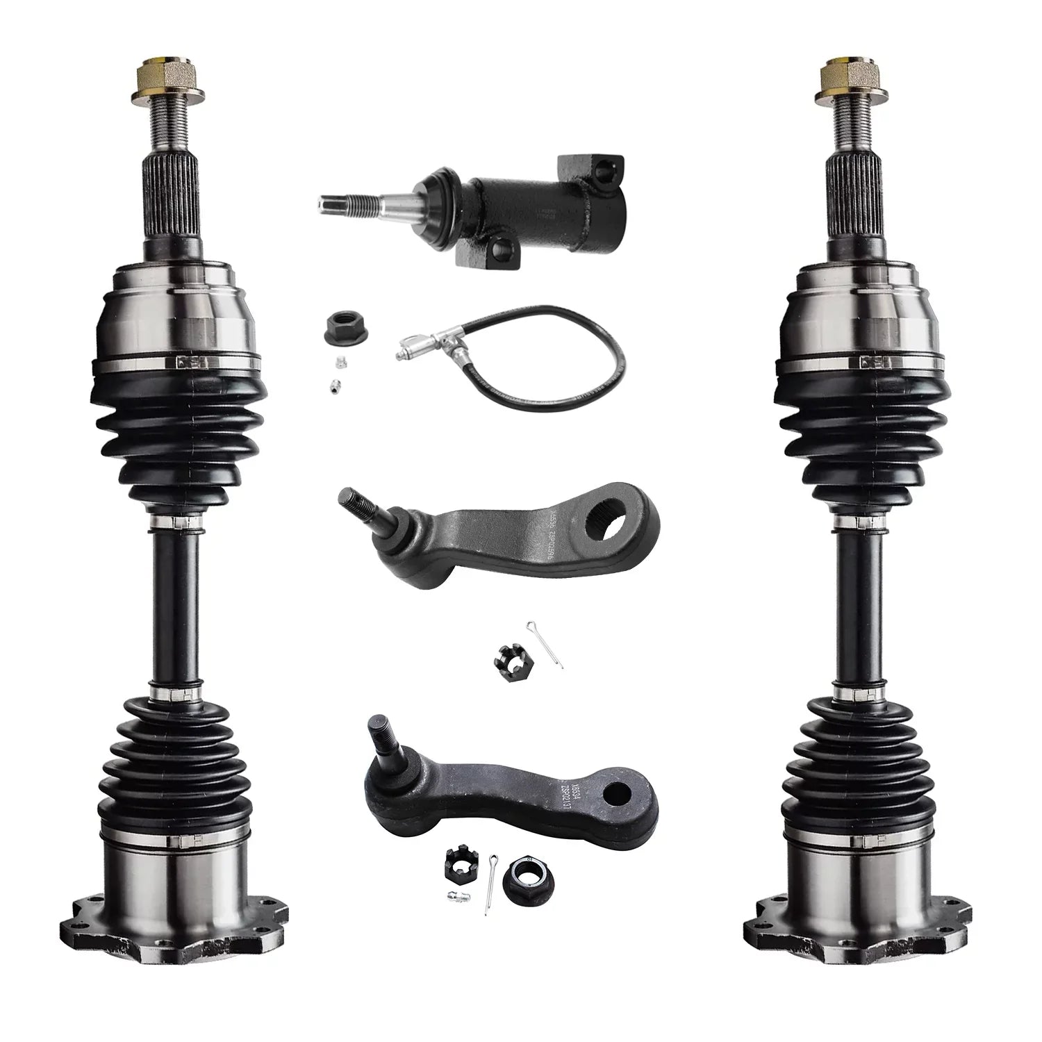 Detroit Axle - Front End 17pc Kit for 1999-2006 Chevy GMC Silverado Sierra 1500 Upper Control Arms w/Ball Joints CV Axles Wheel Hubs Replacement Sway Bar Links Tie Rods Steering Idler Pitman Arm