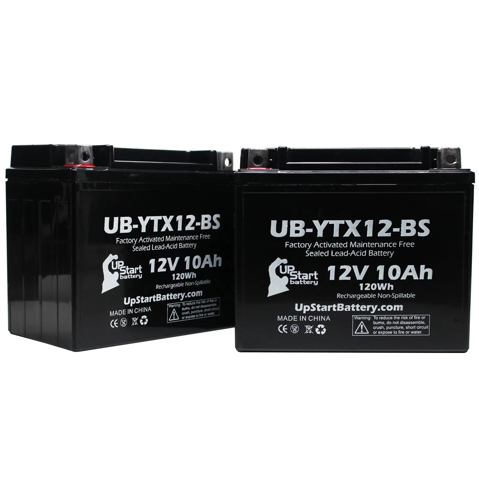 2-Pack UpStart Battery Replacement 2001 Suzuki GSX-R1000 1000 CC Factory Activated, Maintenance Free, Motorcycle Battery - 12V, 10Ah, UB-YTX12-BS