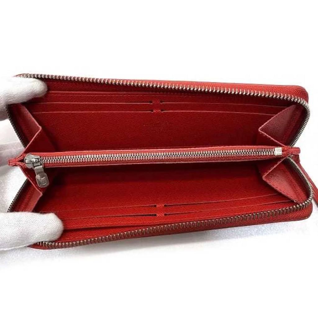 Pre-Owned Louis Vuitton Long Wallet Portefeuille Clemence Red Coquelicot Epi M60913 Leather MI1115 LOUIS VUITTON LV (Good)