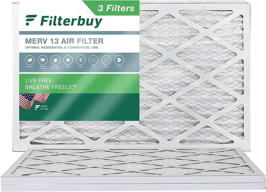 Filterbuy 14x24x1 MERV 13 Pleated HVAC AC Furnace Air Filters (3-Pack)