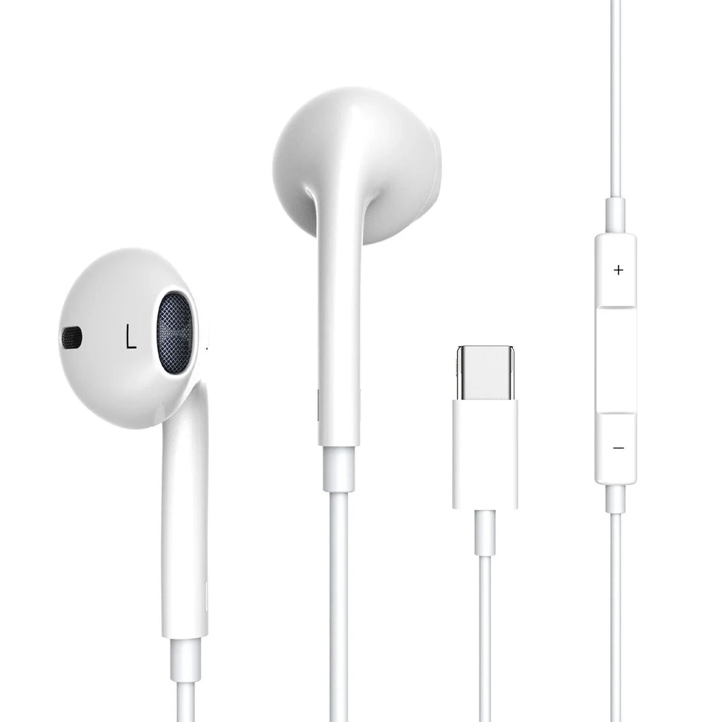 Wired USB Type-C Stereo Earbuds Headphones For iPhone 15 Pro Max,Plus,iPad Pro