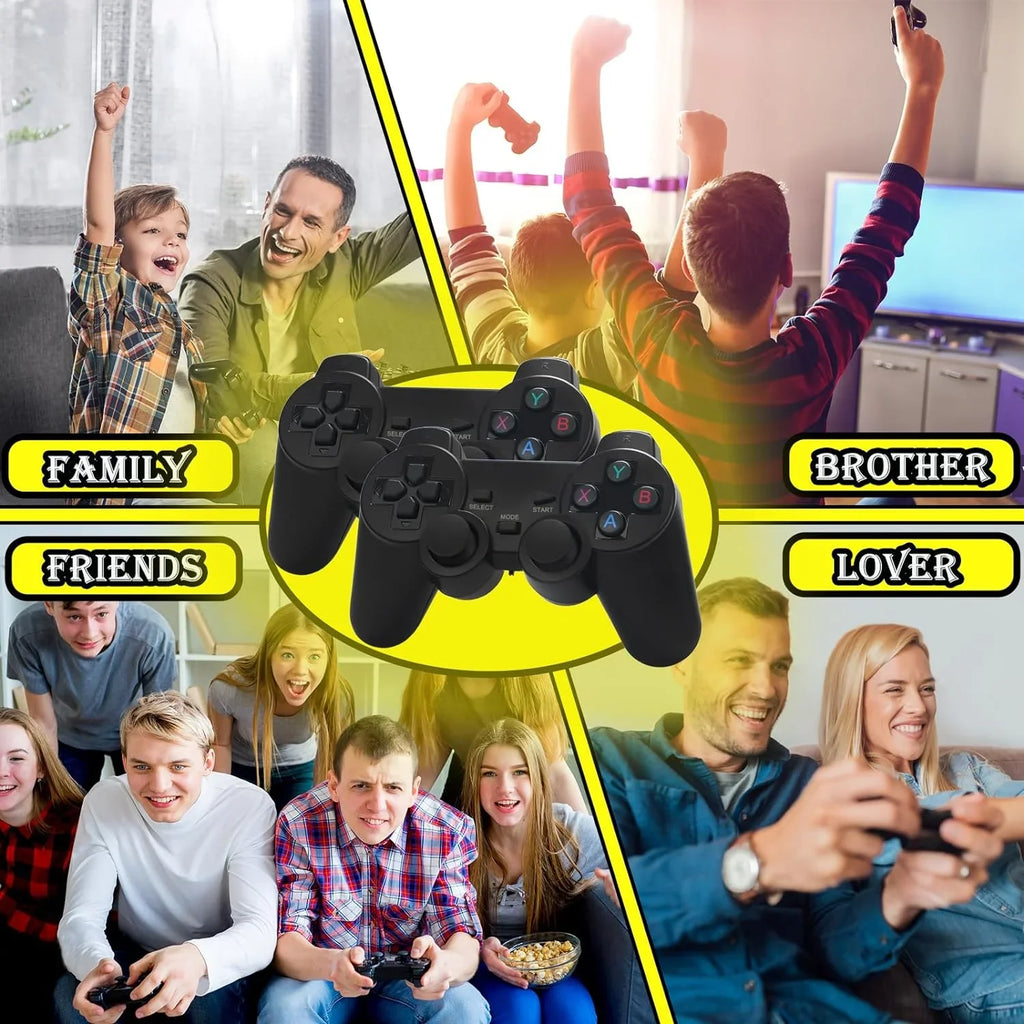 Wireless Retro Game Console,Built in 10000+ Classic Games,9 Emulators,Plug and Play Video Game Stick 4K High Definition HD Output for TV with Dual 2.4G Wireless Controllers
